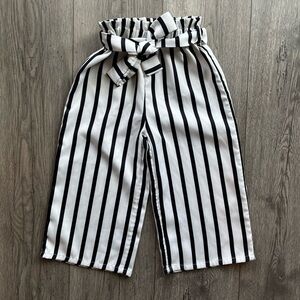 Boutique Toddler Girl Paper Bag Wide Leg Stripe Palazzo Pants Black White 2-3T